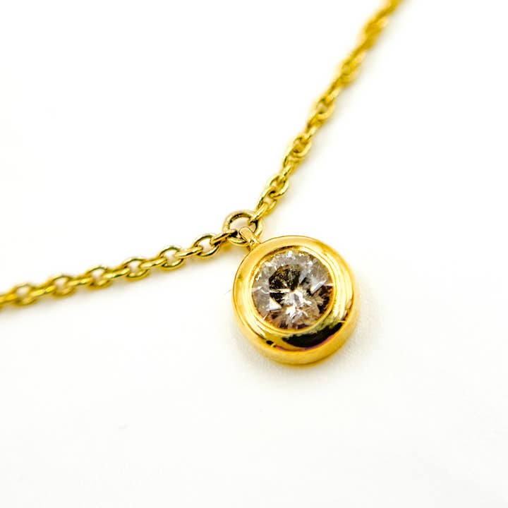 TJ0019. 14K Solid Gold Diamond Dangle Necklace for wholesale by Tresor Jewelry Inc.