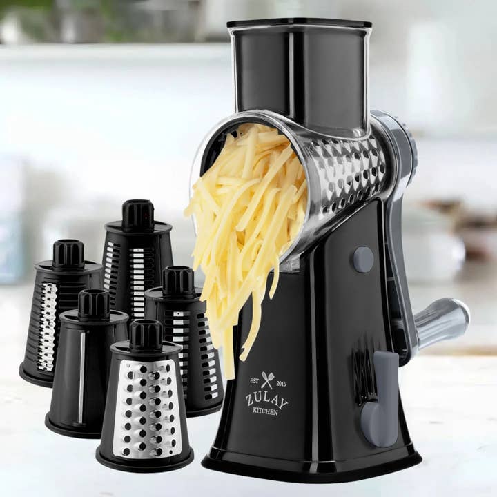 Rotary Cheese Grater with 5 Interchangeable Drums for wholesale by Zulay Kitchen