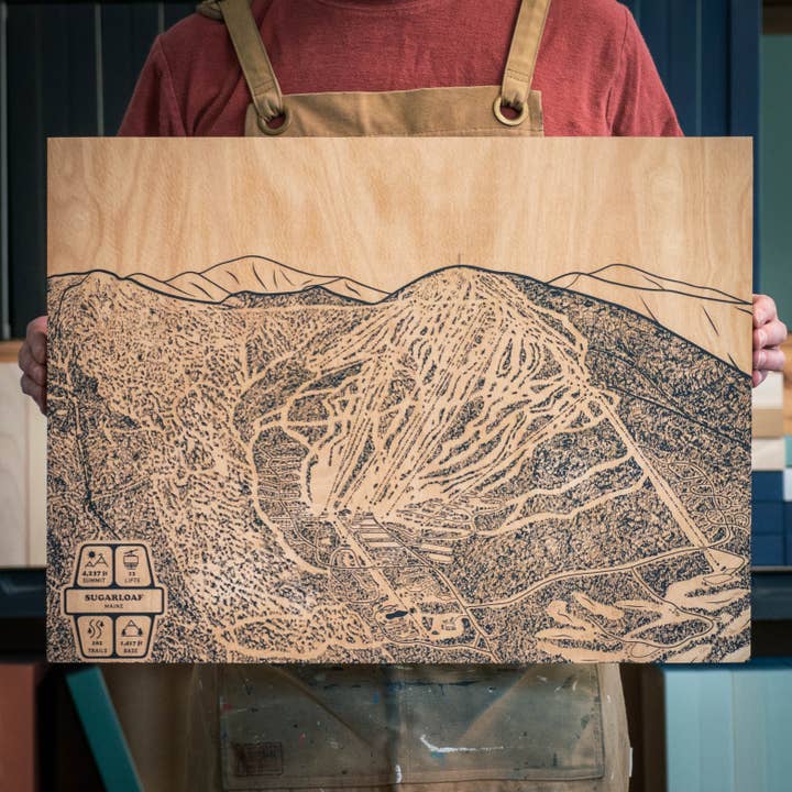 Mapa de la pista de esquí de Sugarloaf, Maine para venta al por mayor de Benoit's Design Co.