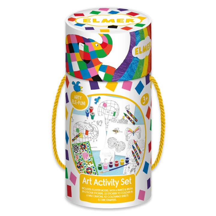 Set di attività artistiche per bambini Elmer - Include vernici, pastelli e adesivi per la vendita all'ingrosso da parte di Robert Frederick Ltd
