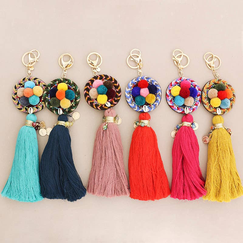 Sonata - Vendita all'ingrosso Portachiavi - Unisex - Portachiavi etnico con pon pon e nappina3