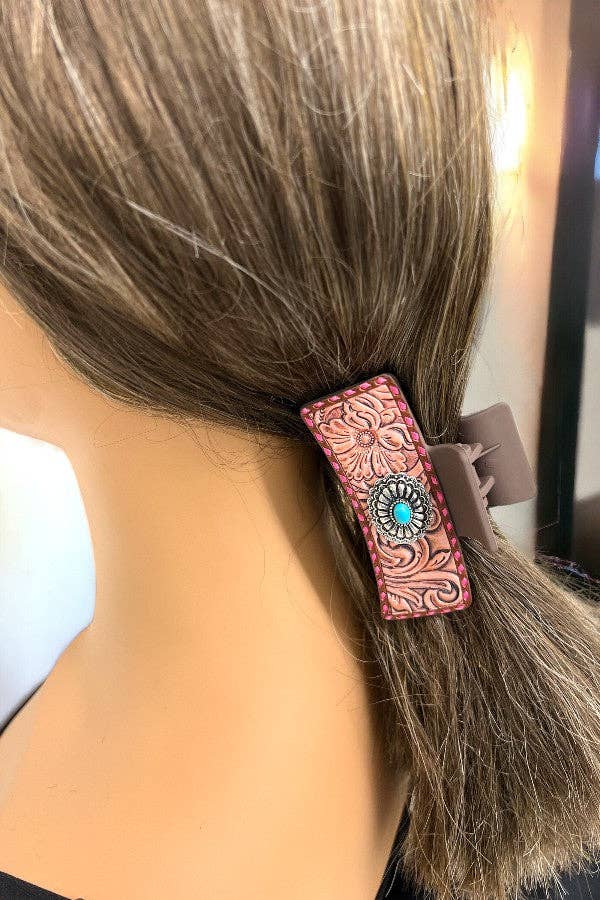 Pink Turquoise WESTERN PATTERN TQ HAIR CLAW CLIPS for wholesale on Faire