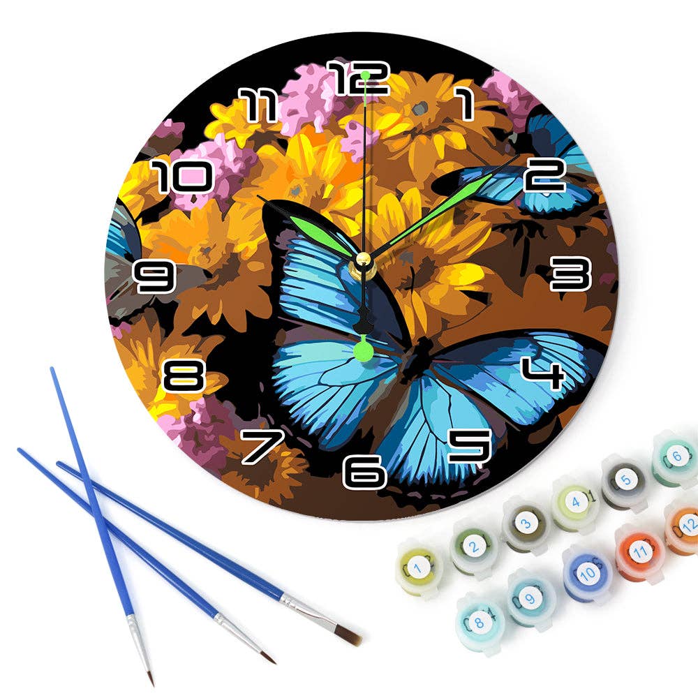 Paint Your Numbers - Wholesale DIY Craft Kit - Paint the Moment – Butterfly Bloom Clock Kit1