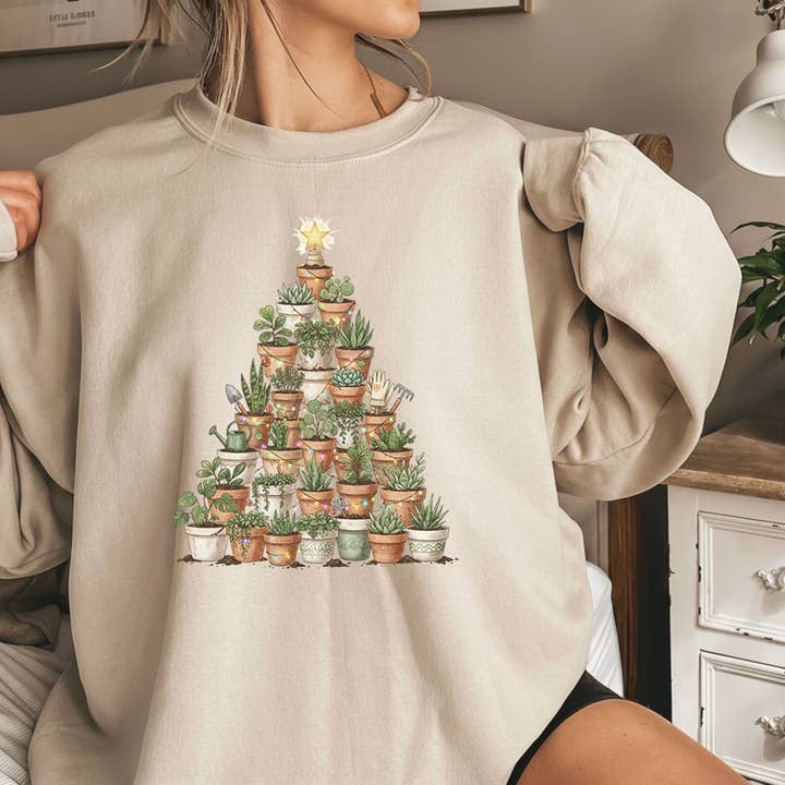 Plant Scouts – wholesale Sweatshirt med tryck - Dam – Julgransskjorta Rolig Växtälskare Helgtröja1