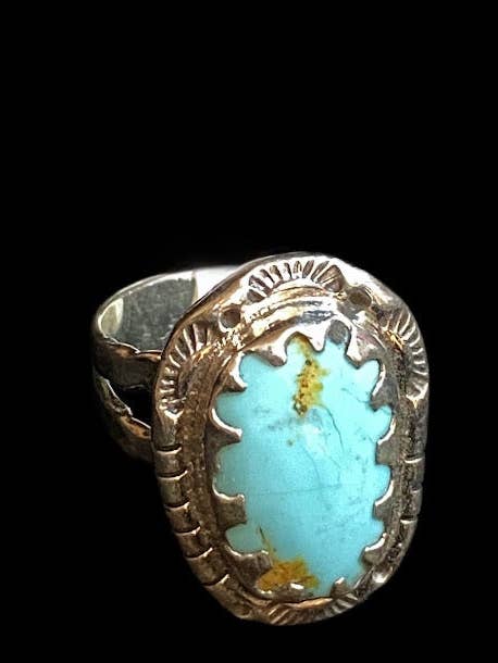 Anillo estilo western de plata de ley con turquesa sonorense de una sola piedra para venta al por mayor de Regul Silver