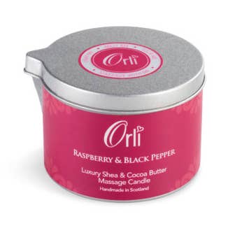 Raspberry & Black Pepper Massage Candle for wholesale by Orli Massage Candles