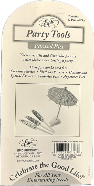 IWA Wine Accessories - Wholesale Drink Topper - Parasol Pics Set of 12 #93-161 - Pack of 122