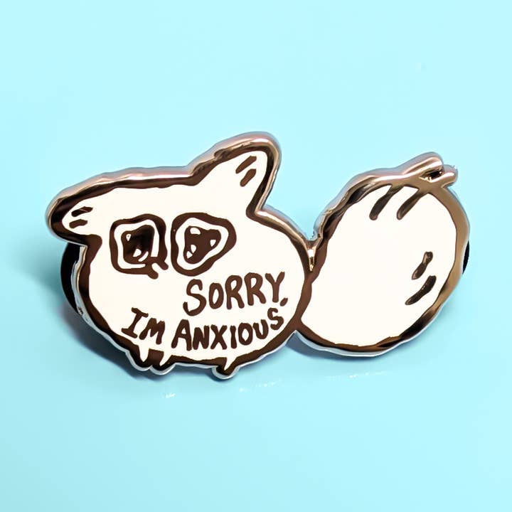 Désolé, je suis anxieux - Épingle Renard d'Anxiété pour la vente par Anxiety Fox
