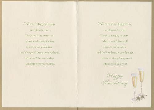 DICKENS INC. - Wholesale Anniversary Card - Anniversary 50th Golden | GRTC | MD | 42372G1