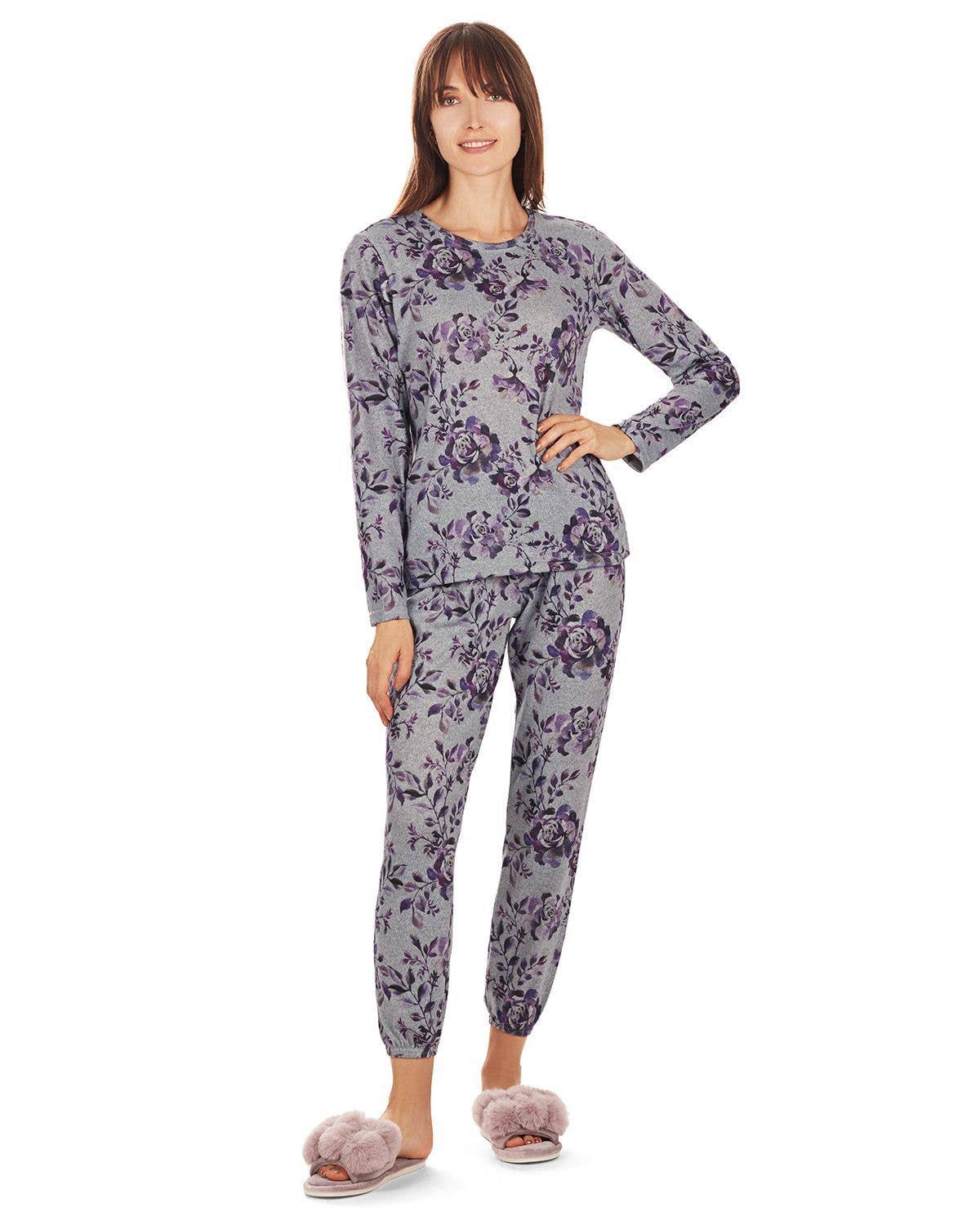 Memoi Purple Blossom 2 Piece Pajama Set for wholesale on Faire1