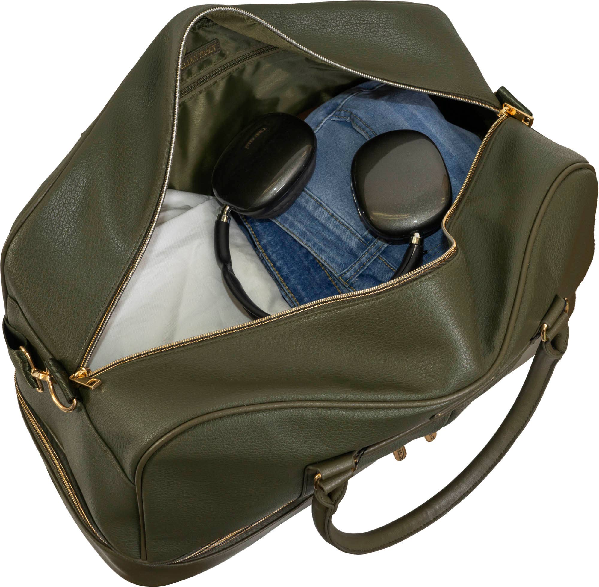 028-OLIVEN Ellen Tracy 20 tommer Pebble Grain Pocket Drop Bottom Duffel for engroshandel på Faire4