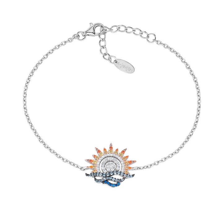 Sun And Sea Charm Bracelet In Sterling Silver for wholesale by Amen Gioielli