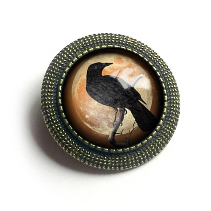 The Divine Iguana - Wholesale Brooch - Orange Crow or Raven Goth Halloween Brooch2