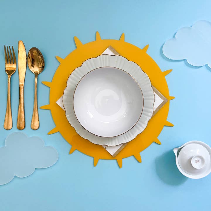 Nordic sun acrylic placemat, Sun and cloud placemat set for wholesale by Chow's Stories