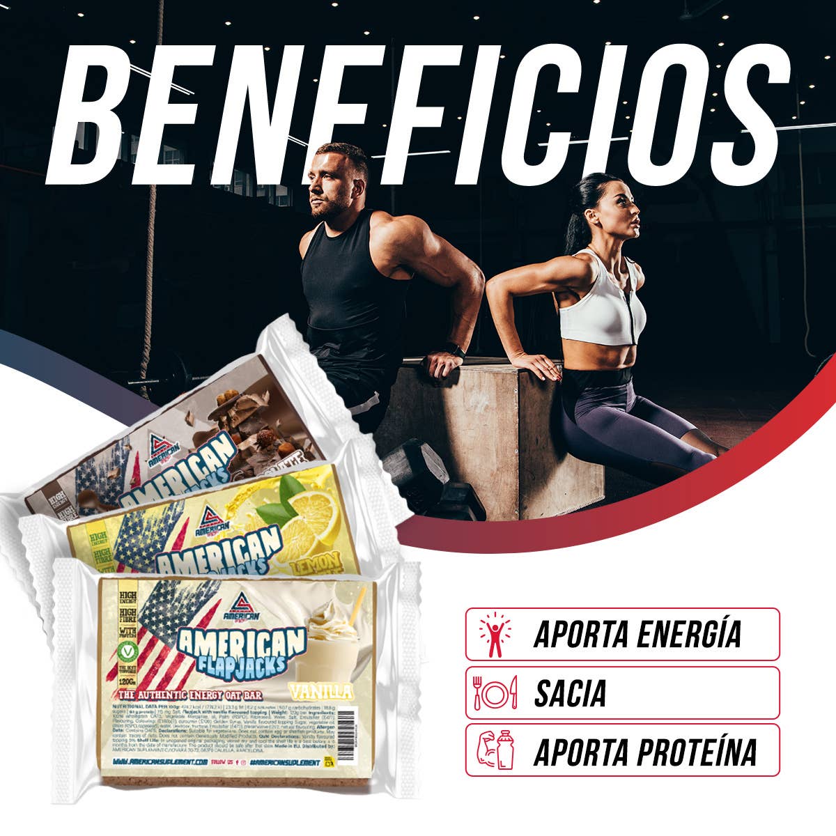 AMERICAN SUPLEMENT S.L. – wholesale Snacksbar – Havreflapjack med protein 24 enheter x120 g6