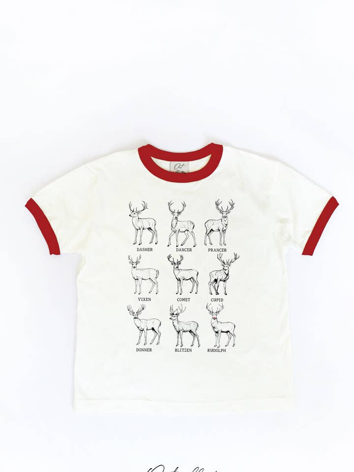 SANTA REINDEER'S Toddler Unisex Ringer Top for wholesale by OAT COLLECTIVE