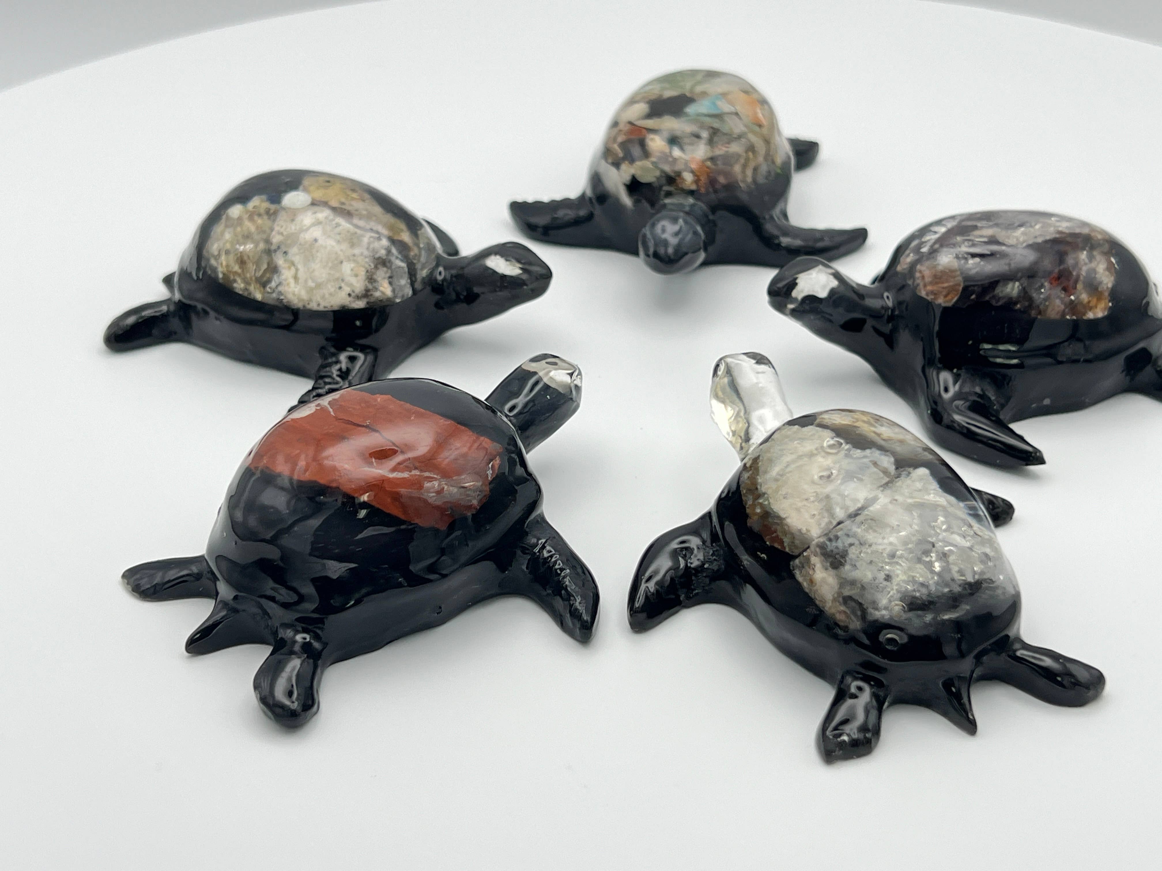Loose Neck Land – wholesale Decorative figurine – Semi-Precious Stone Turtles (Lg)5