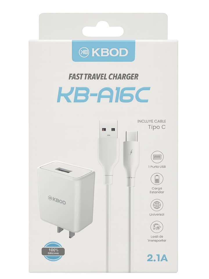 Carregador de Parede Kbod e Cabo Tipo-C KBA16C por atacado de Mighty Wireless
