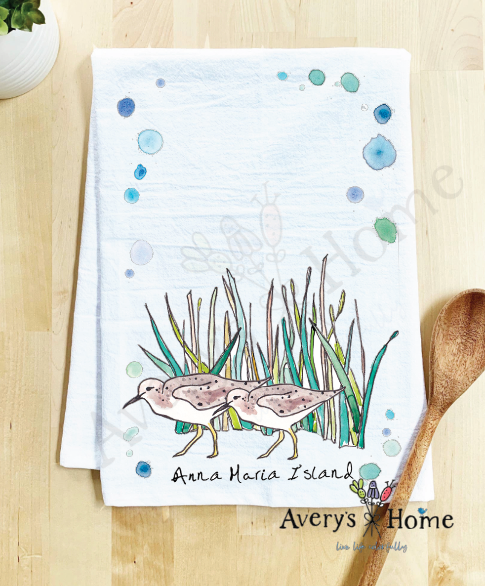 Avery's Home - Wholesale Tea Towel - Sandpipers with Beach Grass Bird Customizable Tea Towel8