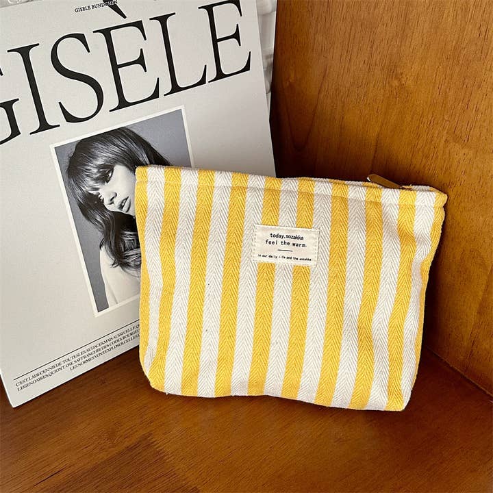 Dipped Shop - Wholesale Makeup/Cosmetic Bag - Striped Color Block Simple Make Up Bag DP25A565