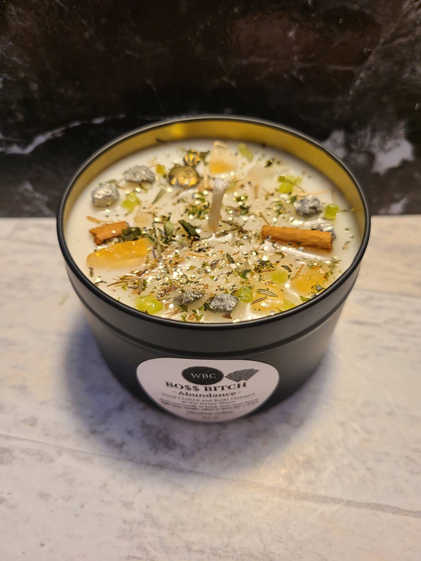 WBC Shops - Wholesale Jar/Filled Candle - Boss Bitch, Abundance, 8oz Intention Soy Candles3