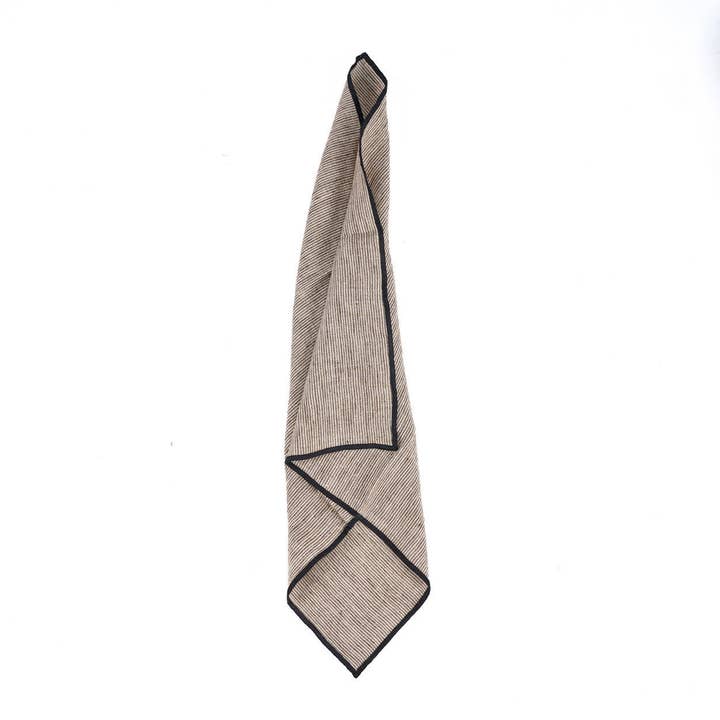 Bazar Bizar Living - Wholesale Dinner & cloth napkin - The Code Linen Napkin - Natural Black - 45x45