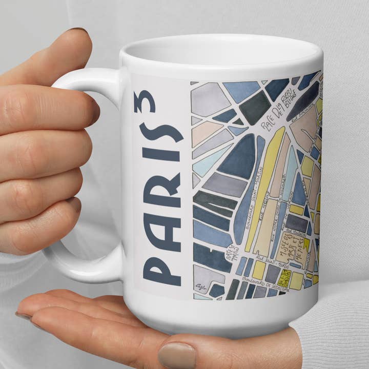 Illustrated mug PARIS, 3rd arrondissement - Design city map for wholesale by EmYLo