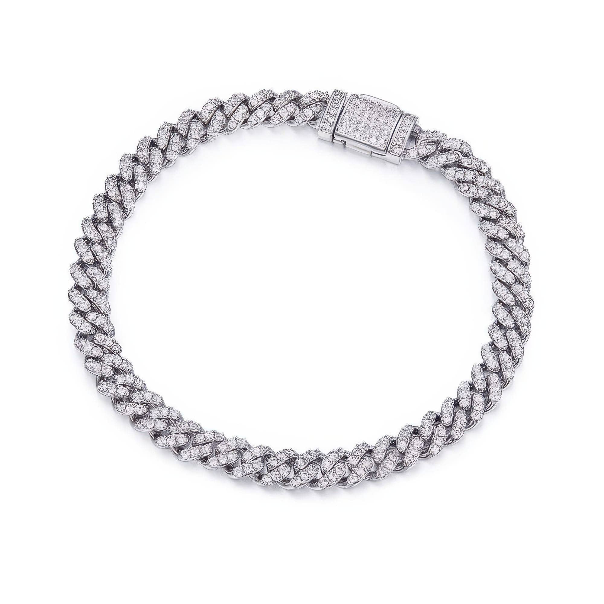 Sparkile – Engroshandel Armbånd med led og kæde – 925 Sølv Moissanite Cubansk Kæde Armbånd | 6mm Bred Iced Out Moissanite Kæde | 18-23cm6