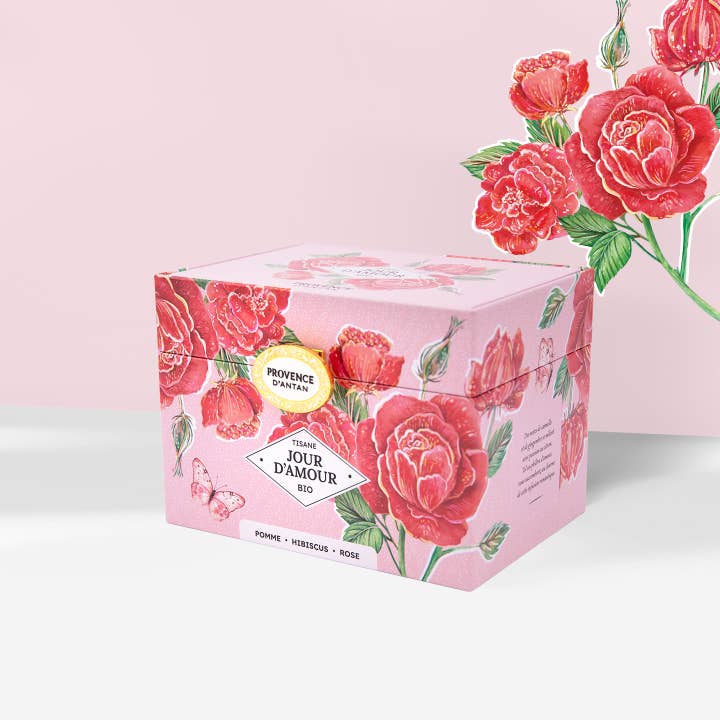PROVENCE D'ANTAN - Wholesale Health/detox tea - Metal Box Organic Love Day Herbal Tea* 20 bags