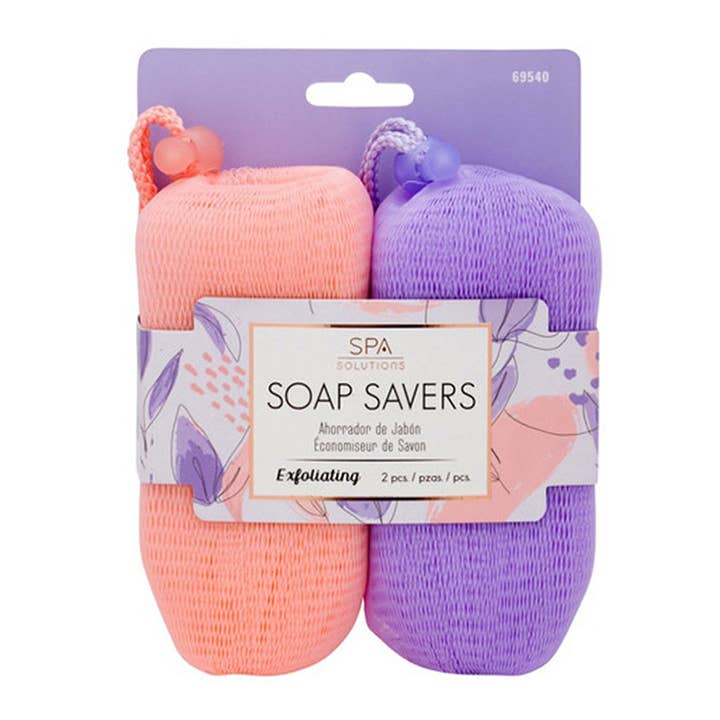 PINEAPPLE Beauty - Wholesale Bath pouf/sponge - CALA 69540 Peach/Lavender 2 pcs Soap Savers - 6set