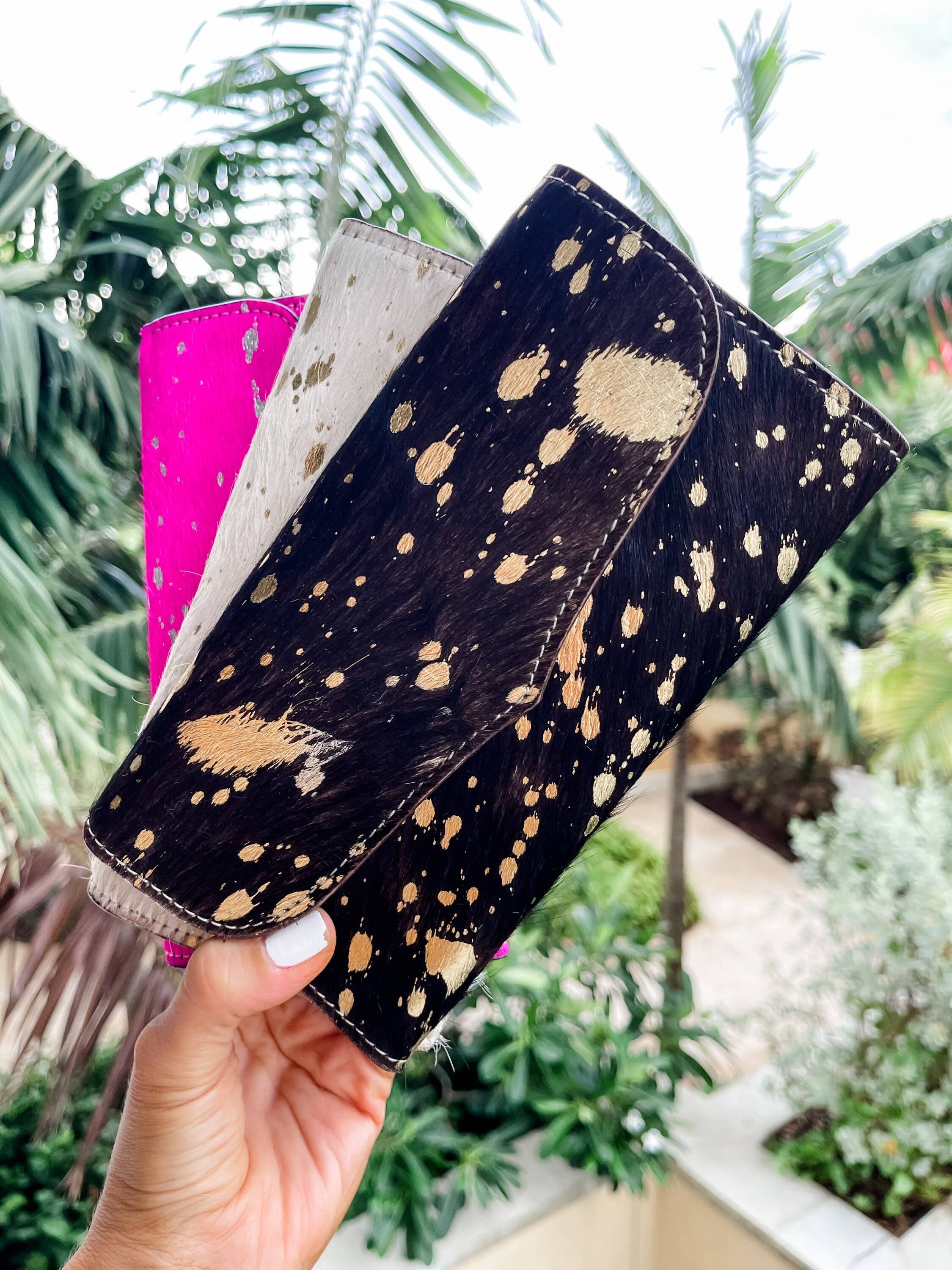 Boho Ranch Shop - Vente Portefeuille – femme - Portefeuille en cuir de vachette Western Hair On Vache2