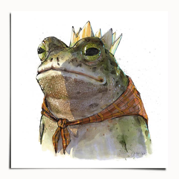 The Ugly Cat Studio - Wholesale Art Print - Toad King Watercolour Fine Art Print2