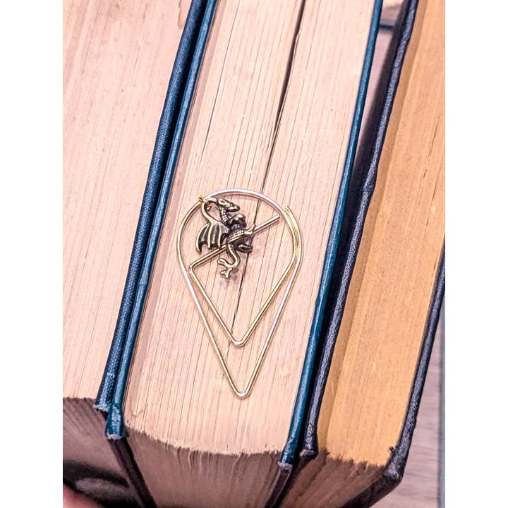 Bookish Trinkets - Wholesale Bookmark - Fantasy Flying Dragon Teardrop Metal Bookmark9