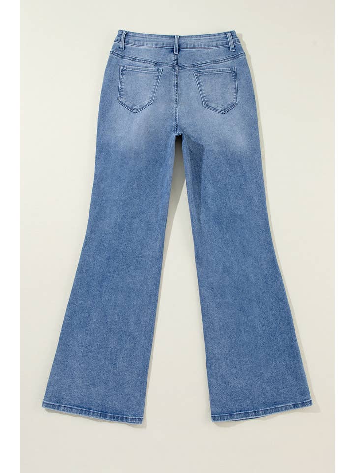 Ashleigh Blue Acid Wash Distressed Wide Leg High Waist Jeans for wholesale on Faire4