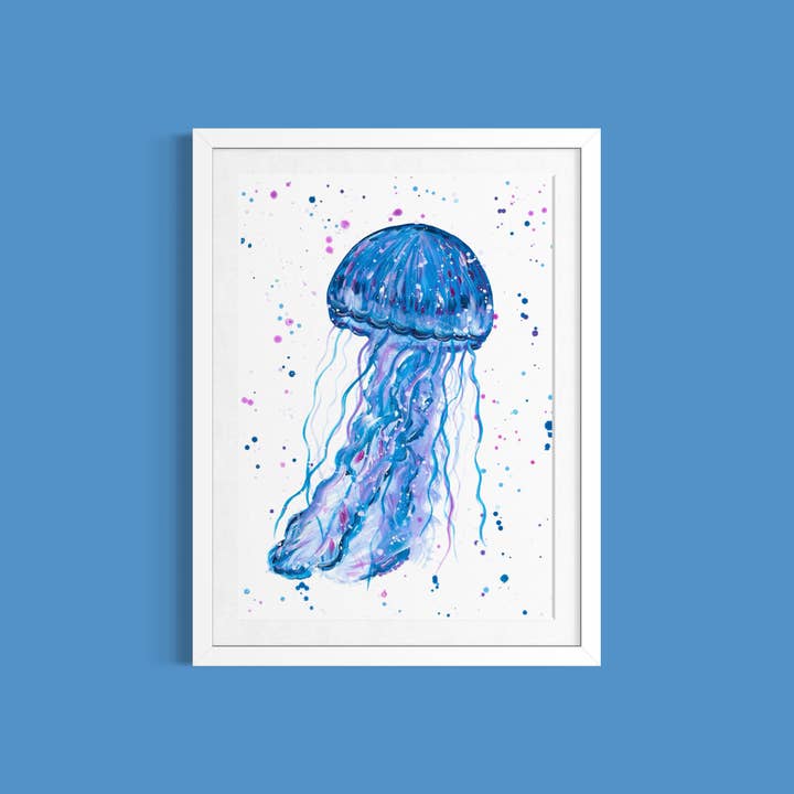 Jellyfish Art Print - Ocean & Coastal Home Decor Painting for wholesale by Emma LC Art