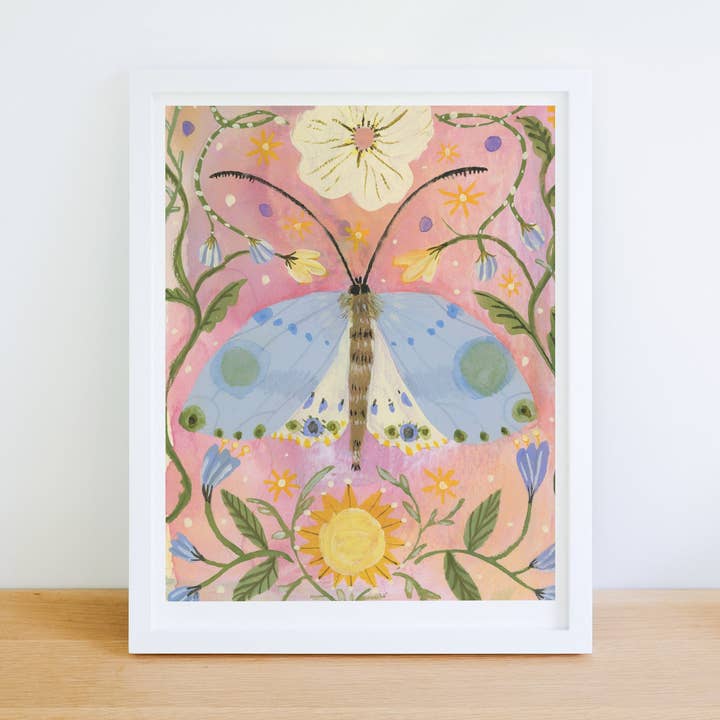 Blue Moth Art Print for wholesale by In My Backyard