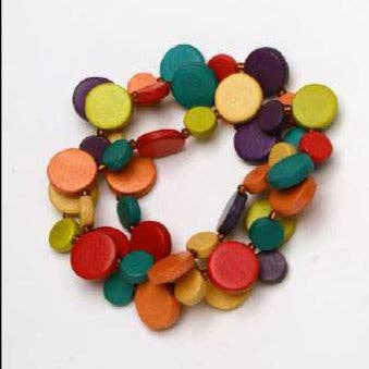 Cinnamon Creations - Wholesale Beaded bracelet - Multi-Colored Whimsical Wooden Bracelet B7-1991