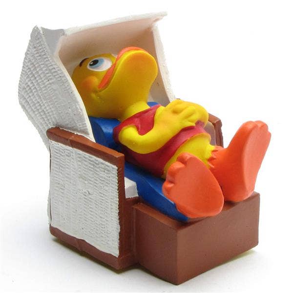 Duckshop - Vendita all'ingrosso Giocattolo da spiaggia/piscina - Bambini e neonati - Paperella di gomma sulla sedia da spiaggia - Paperella di gomma4