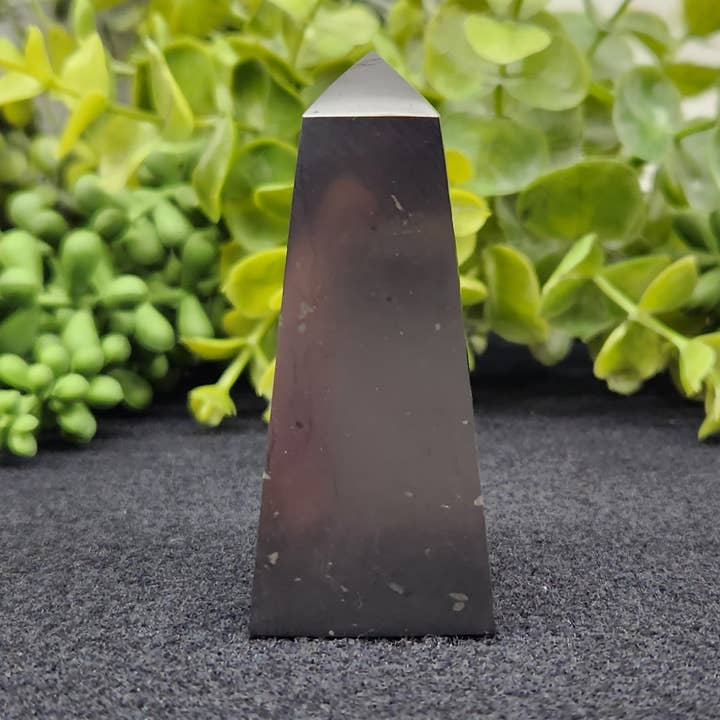 Shungite Obelisk Tetrahedral Approximately 3x7 cm Tall for wholesale by Meraki Gemstones