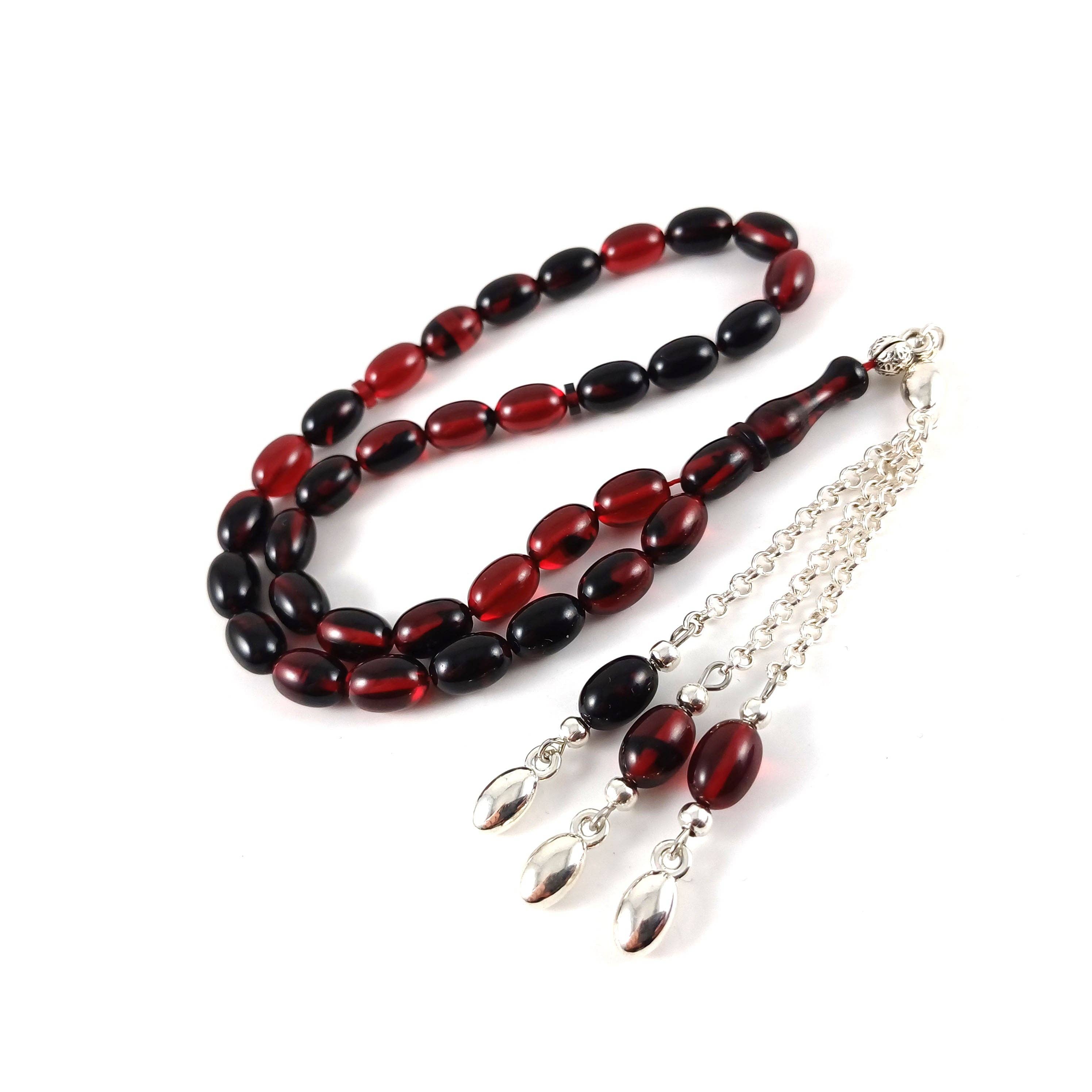 Aladdin - Wholesale Prayer Beads Necklace - Selderesi | Bureaucrat Size Red Black Fire Amber Tasbih0