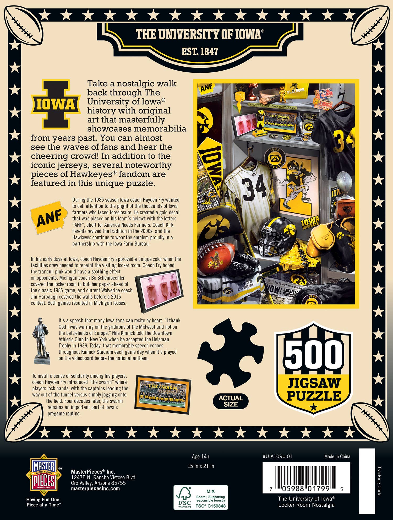 Masterpieces Puzzles - Wholesale Puzzle - Adult - Iowa Hawkeyes - Locker Room 500 Piece Puzzle2