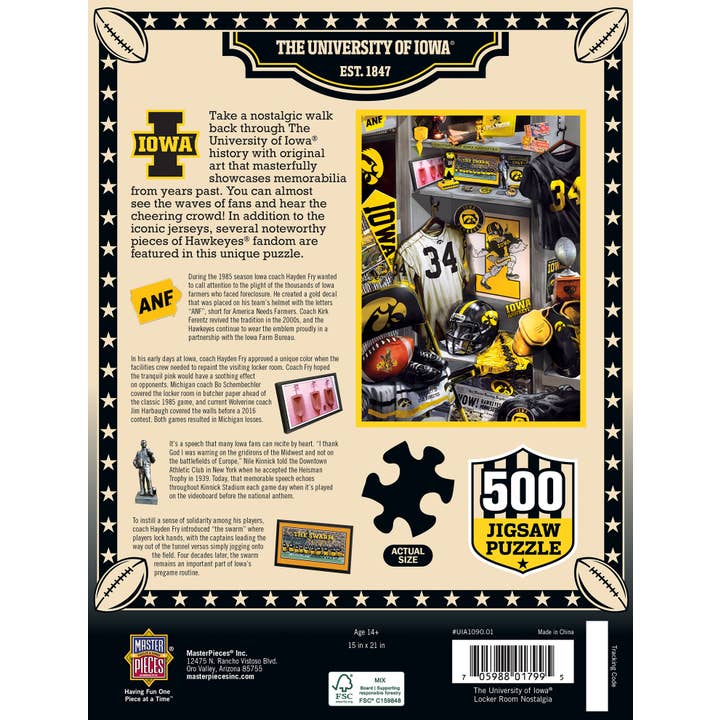 Masterpieces Puzzles - Wholesale Puzzle - Adult - Iowa Hawkeyes - Locker Room 500 Piece Puzzle2