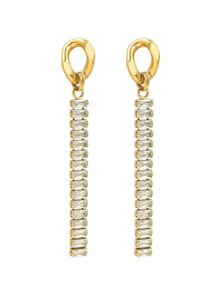 Juliet Earrings, 18k Gold Plated Cubic Zirconia for wholesale by House of Muse