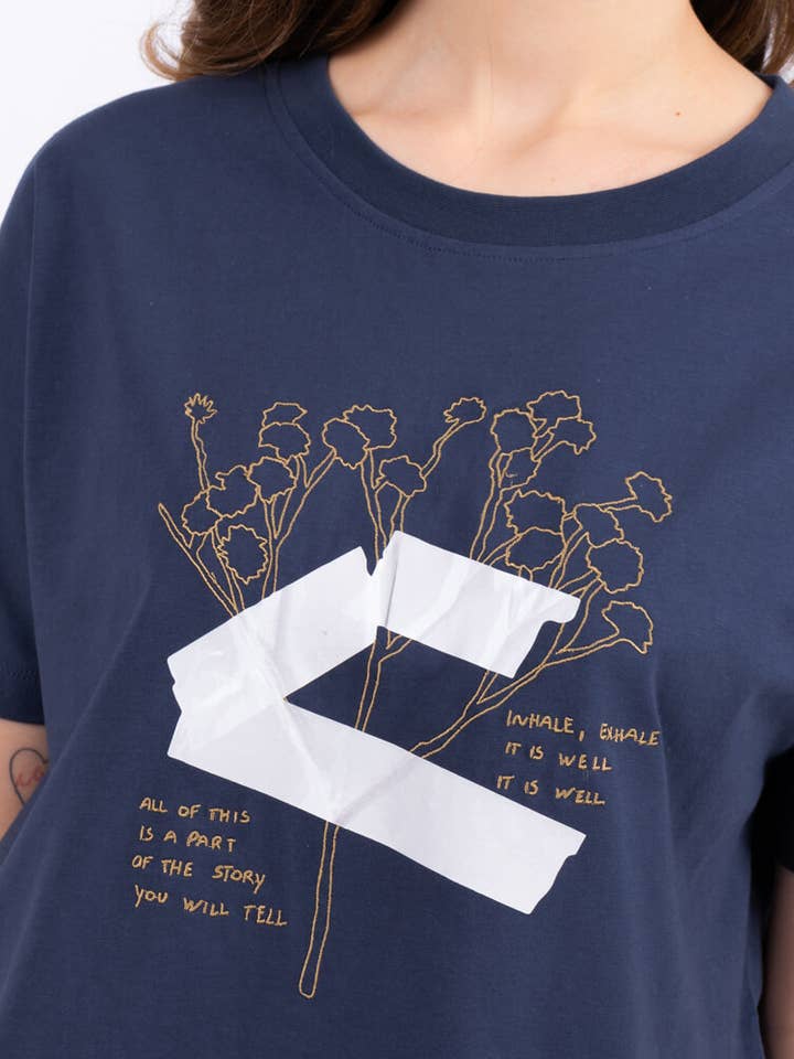 StockNow Unipessoal - Wholesale Screen Printed T-Shirt - Women's - Tshirt Herb Navy Blue2