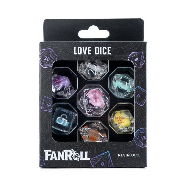 Bedst sælgende terningesæt i premium boks emballage: Kærlighed/Hjerter for engroshandel hos FanRoll by Metallic Dice Games