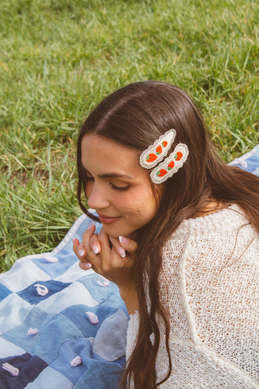 Shop Andi - Vente Pince à cheveux – femme - Lot de 2 barrettes à pression fraise3