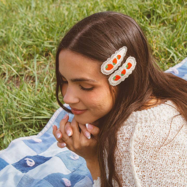 Shop Andi - Vente Pince à cheveux – femme - Lot de 2 barrettes à pression fraise3