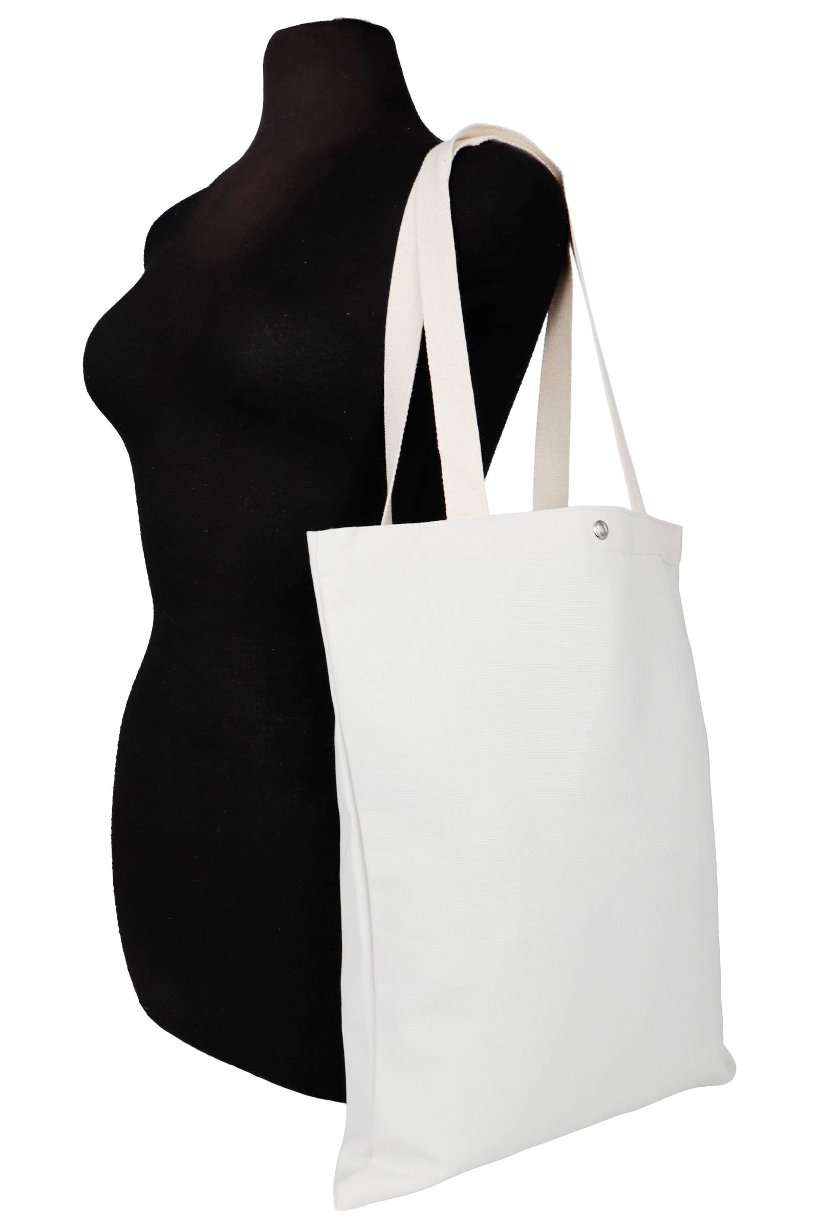 AS SHOWN Plain Blank Snap Button Tall Canvas Tote Bag for wholesale on Faire3
