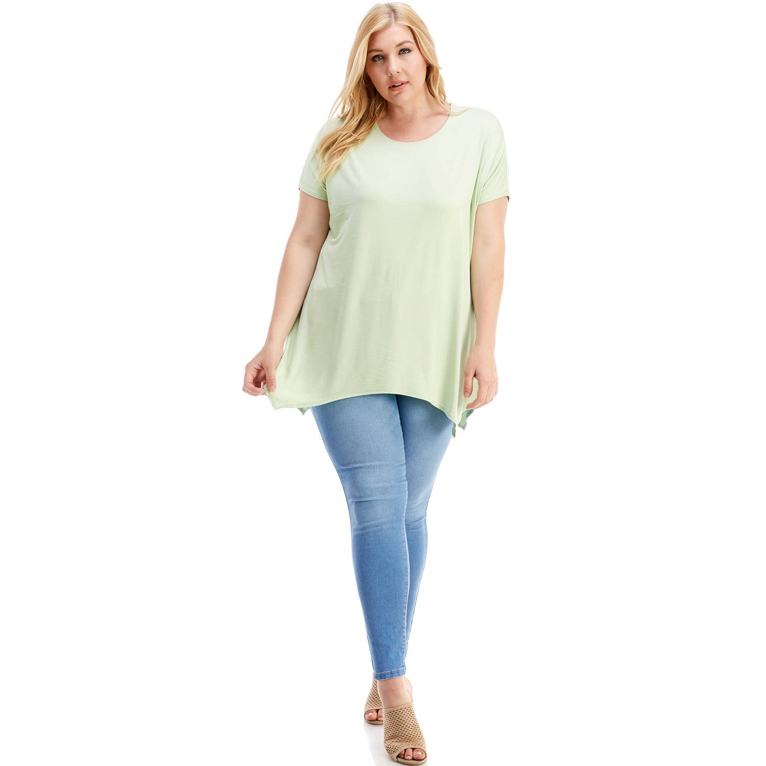 Azules Clothing - Wholesale Tunic - Women's - ATP-2307RSX Plus Size Asymmetric Short Sleeve Tunic65