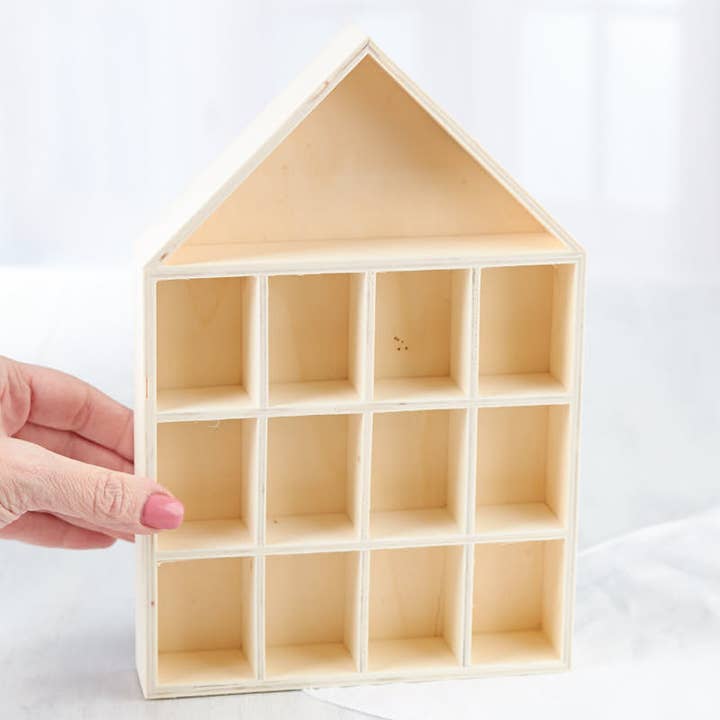 Factory Direct Craft - Wholesale Decorative Box - Unfinished Wood House Shadow Box - 6-3/4" x 10" x 1-3/8"